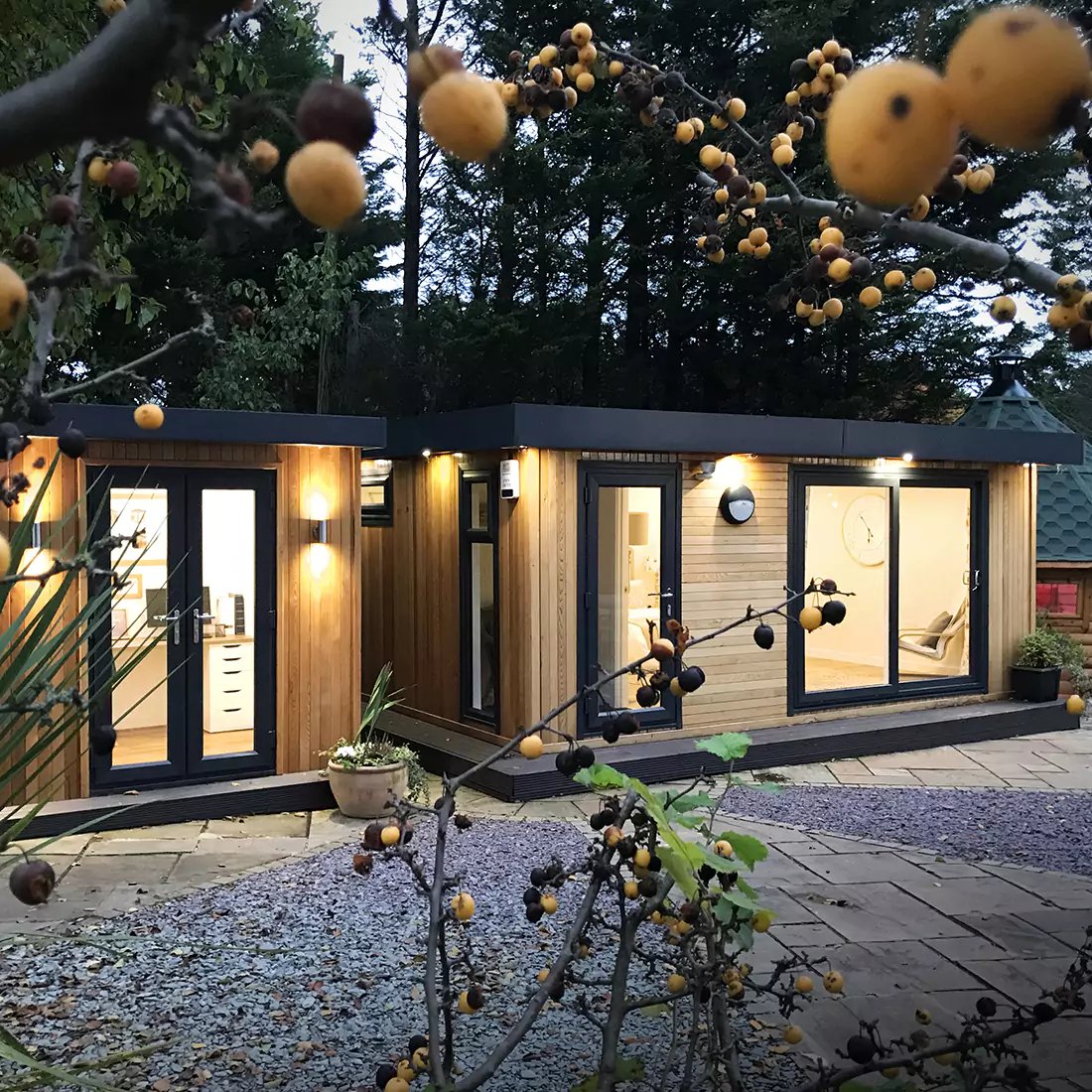 garden rooms at dusk