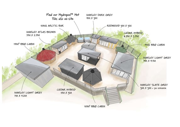 Studley Show Site Map with labels of buildings