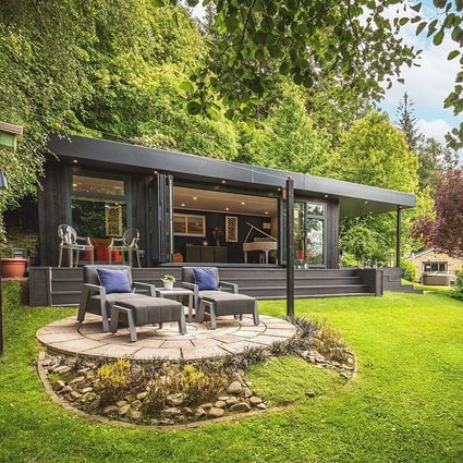 Garden room with pond