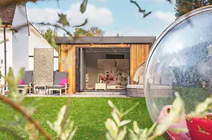 Garden spa room with pool inside & bifold doors