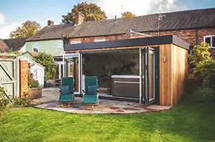 Garden room spa with hot tub