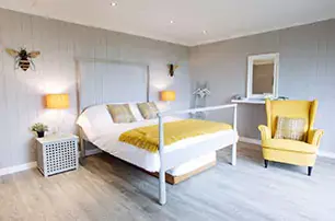 Interior of a annexe lodge bedroom