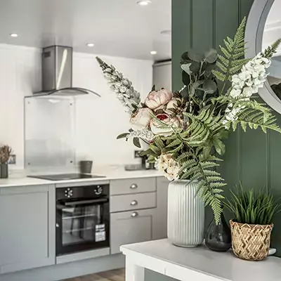 kitchen area in a garden annexe