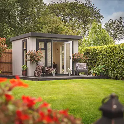 small garden office shed at the Cabin Master