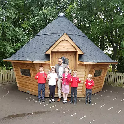 Exterior of a timber school hut